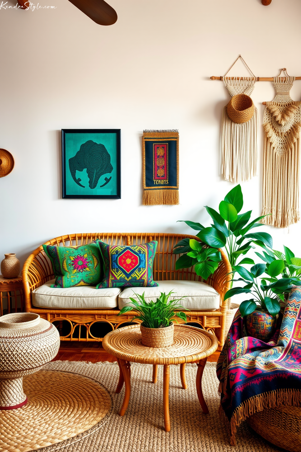 Afro Boho Living Room with Mudcloth