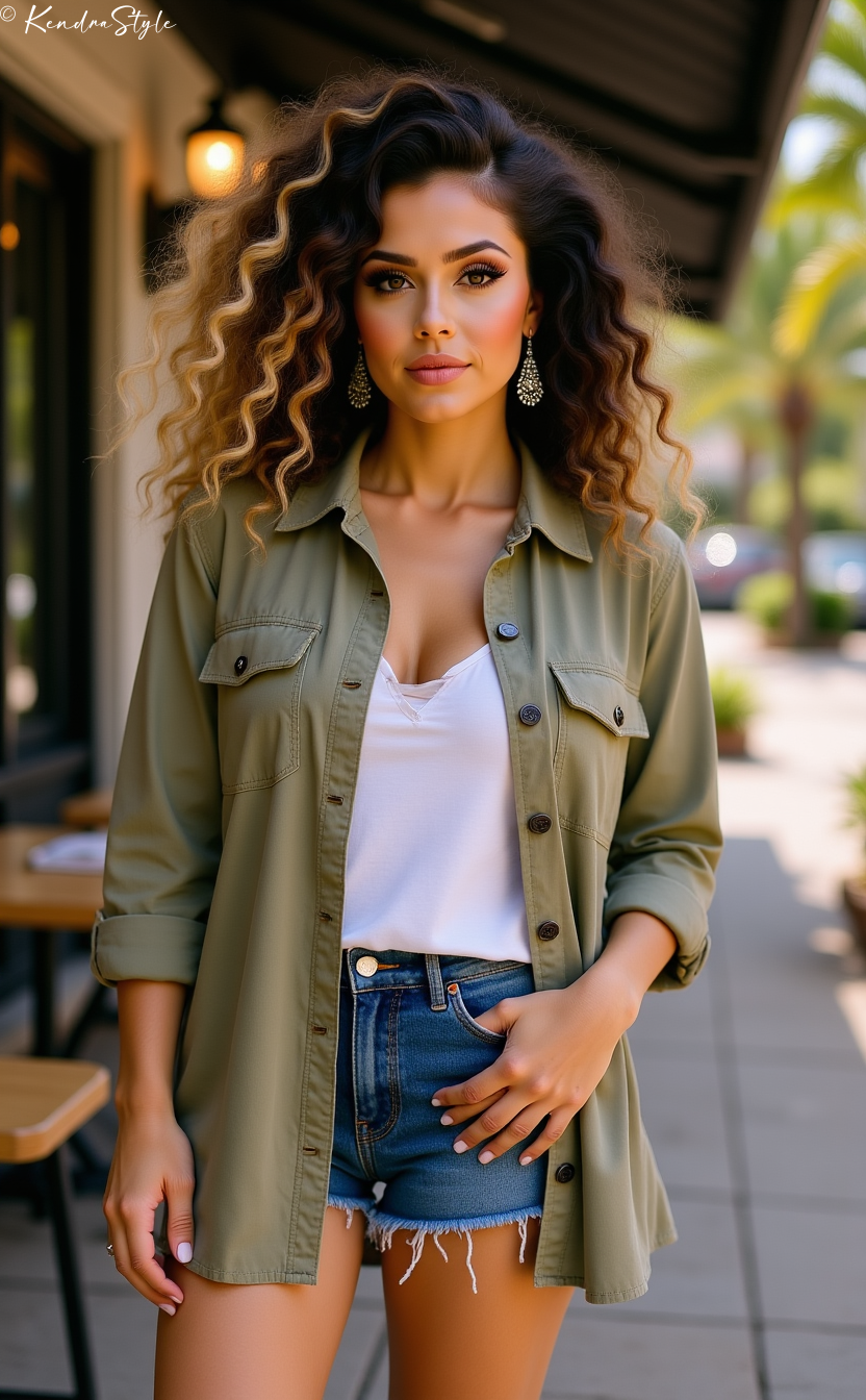 Khaki Shacket Oversized