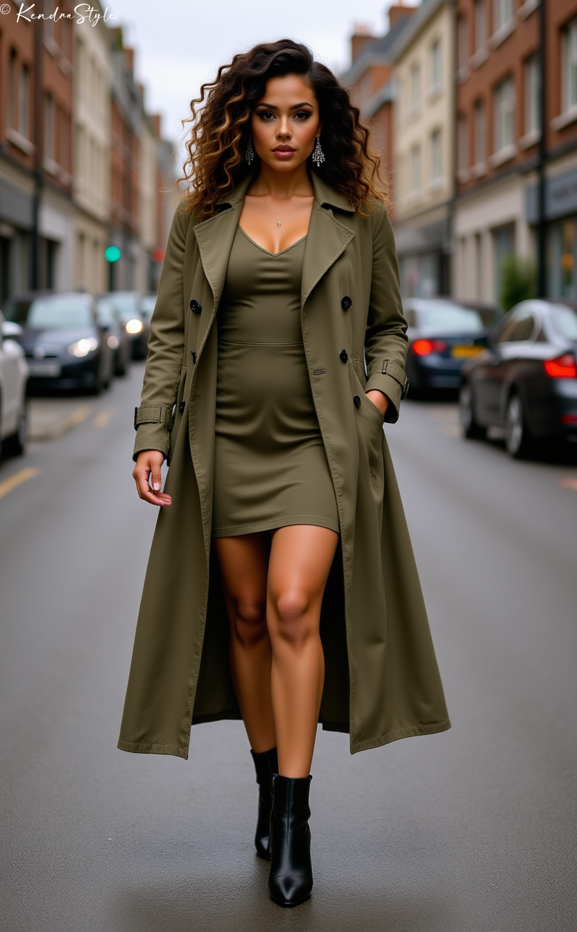 Khaki Trench Dress