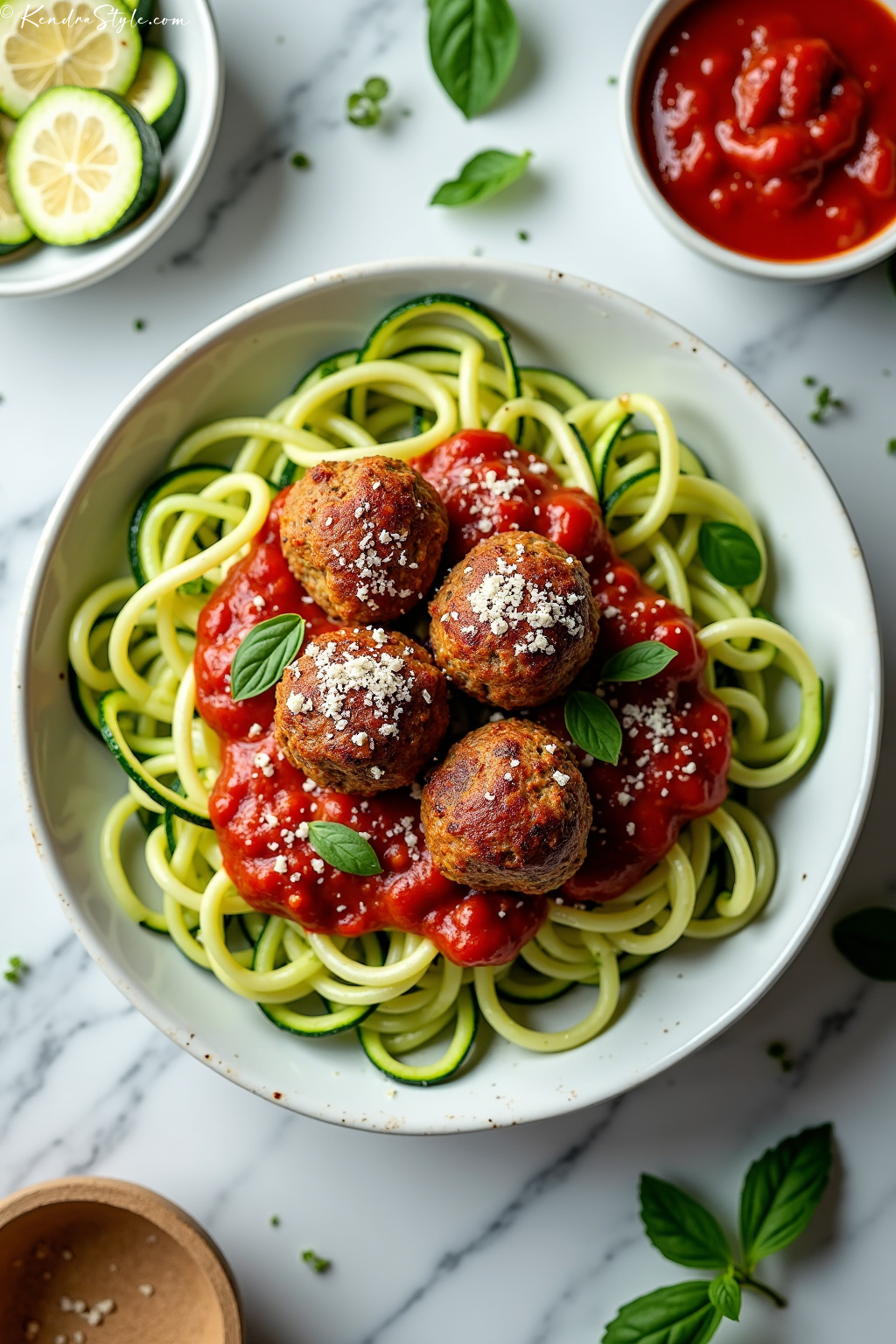 Zucchini Noodles Meatballs Low-Carb Recipe
