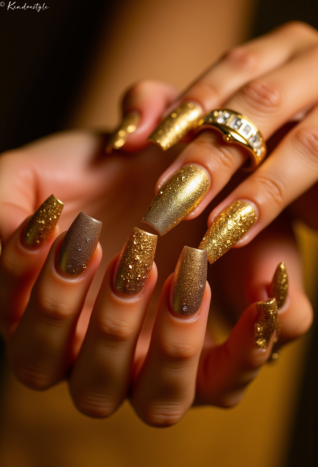 Metallic Bronze Glow - Nail Art Design Inspiration