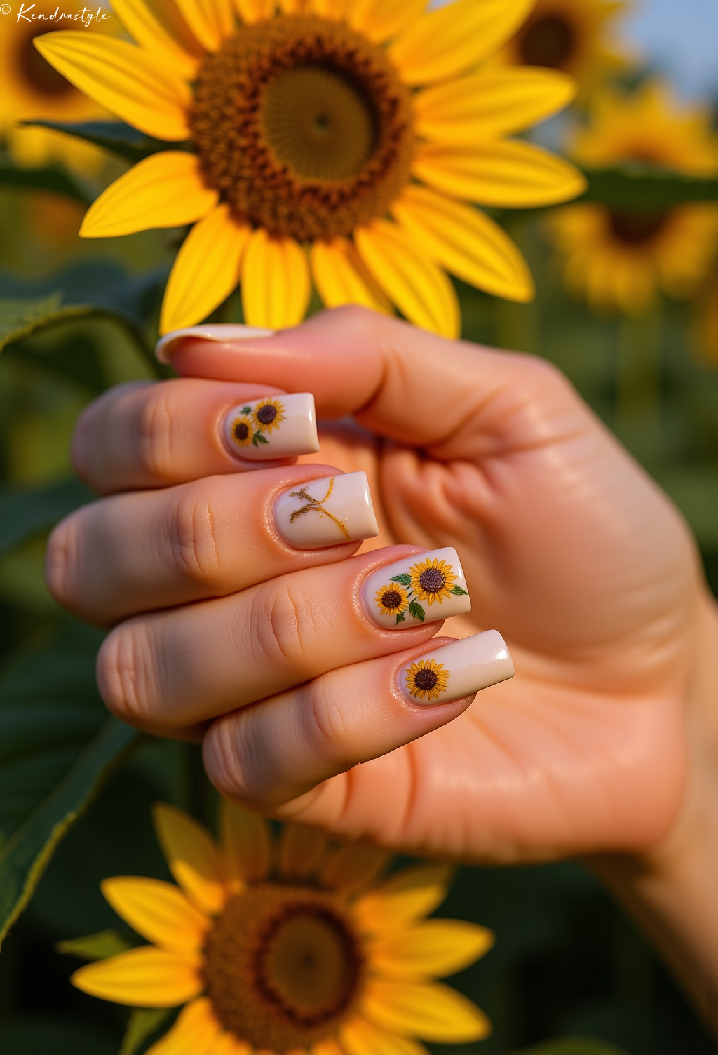 Sunny Sunflower Design - Nail Art Design Inspiration