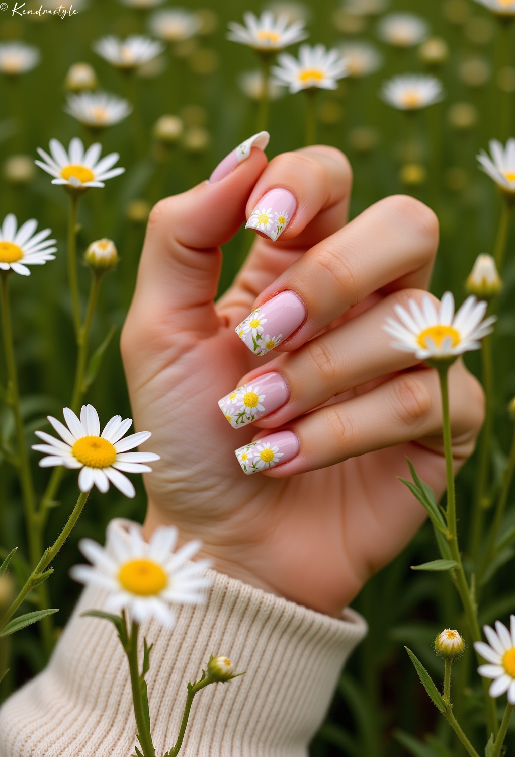 Fresh Daisy Delight - Nail Art Design Inspiration
