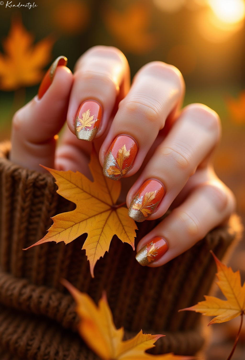Autumn Leaf Design - Nail Art Design Inspiration