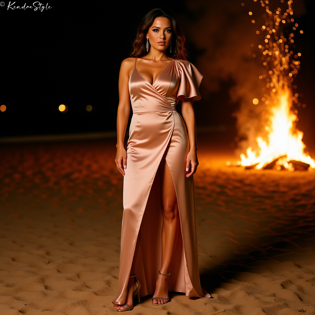 Nude Beige Elegant NYE Dress