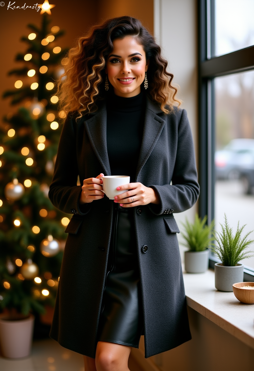 Black blazer with plaid shirt winter style