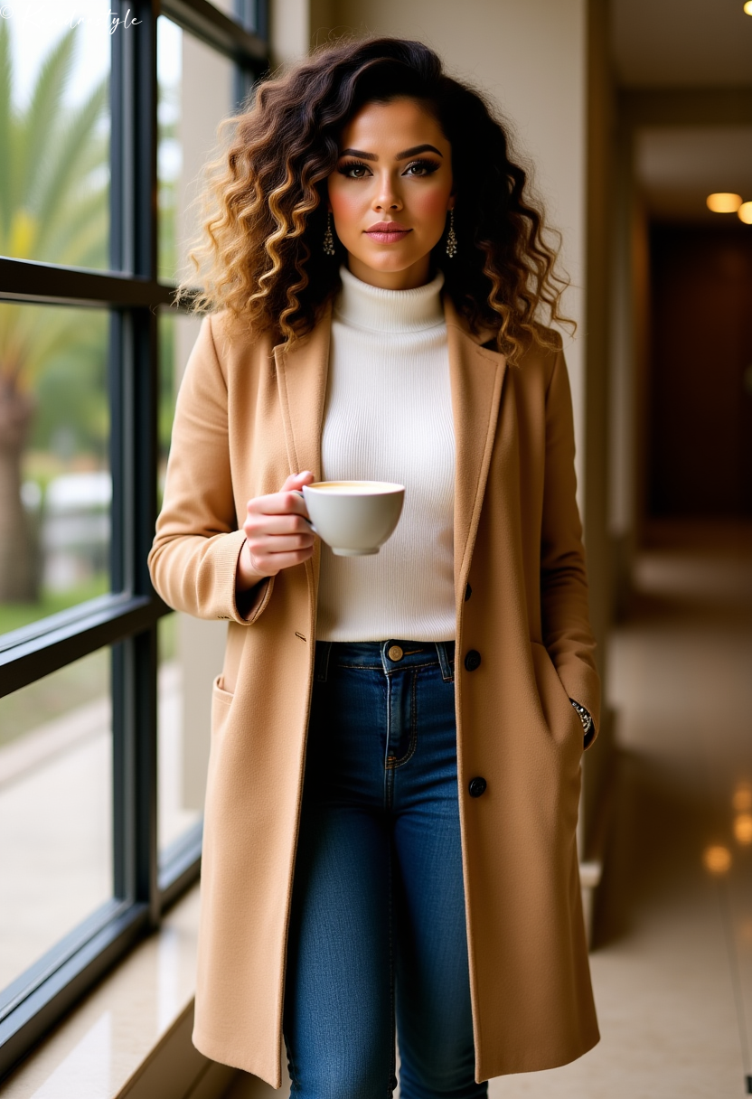 Camel coat winter professional elegant