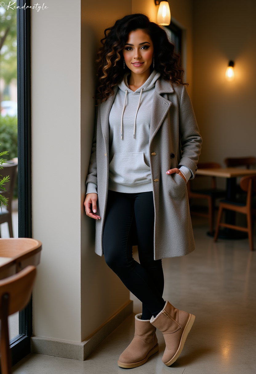 Gray urban chic winter event outfit