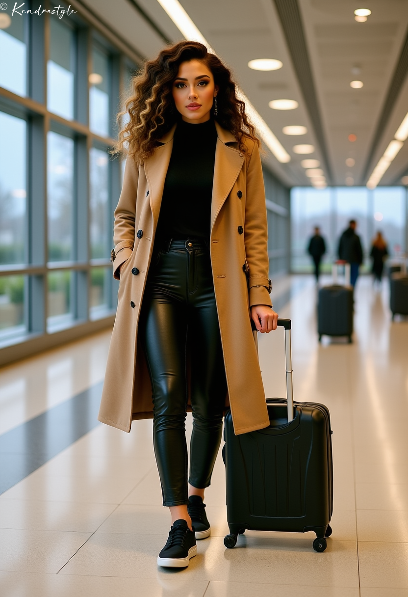 Camel coat urban commute winter outfit