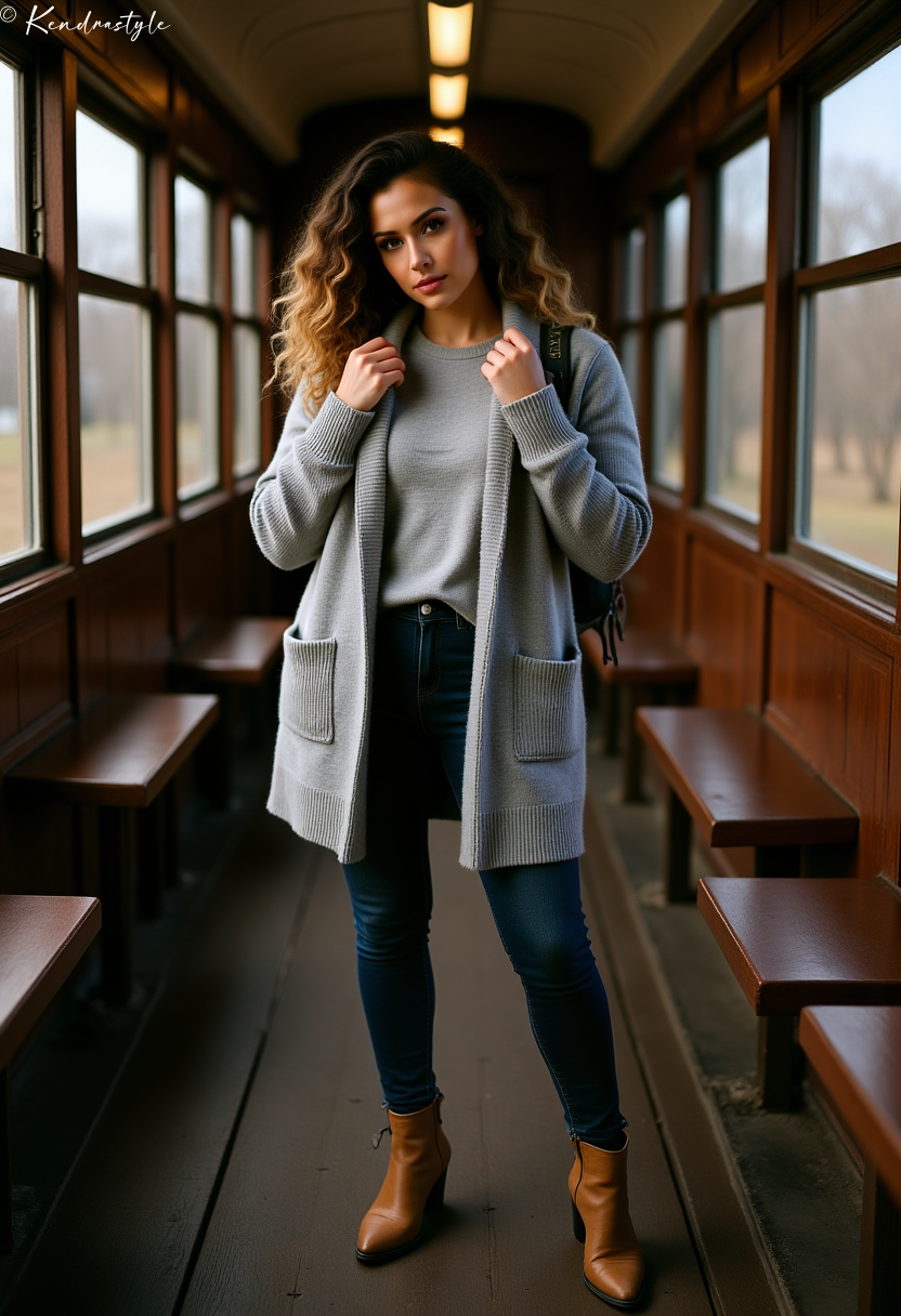 Gray layered comfortable winter outfit