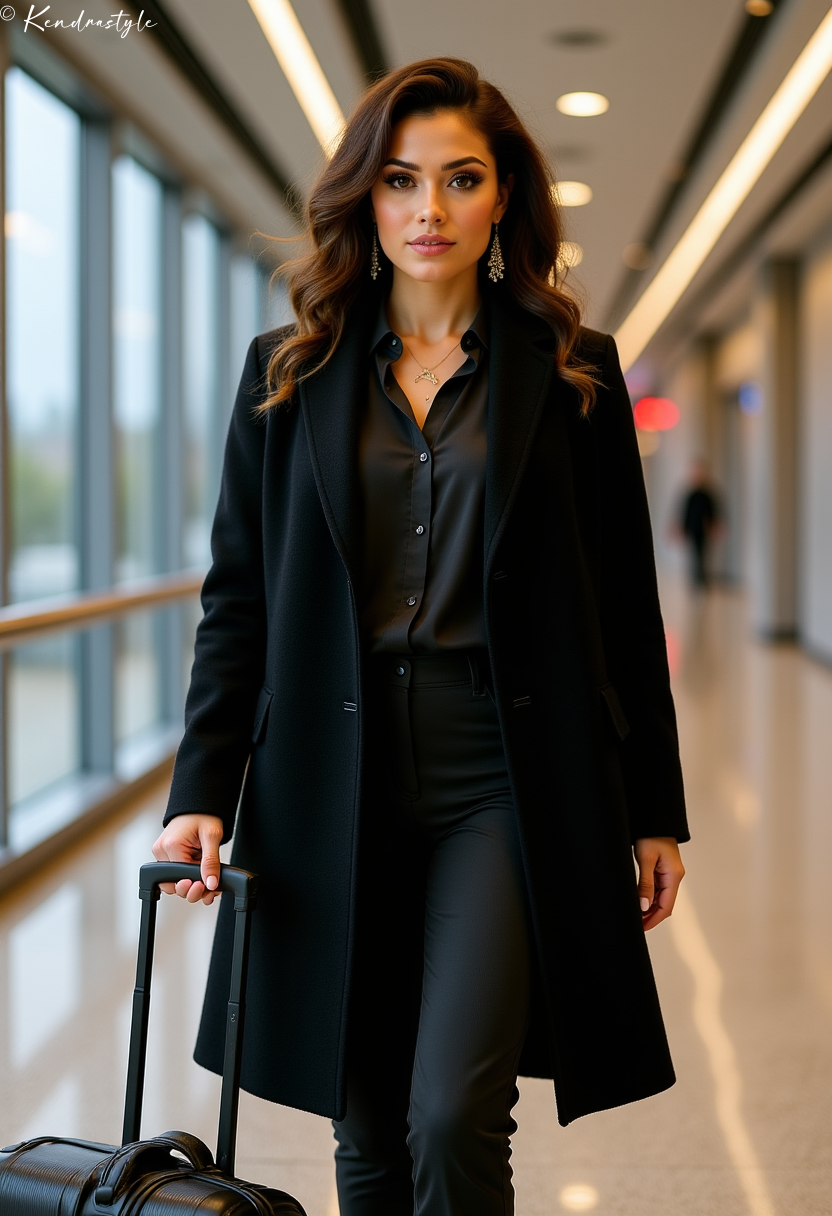 Black oversized comfortable winter outfit