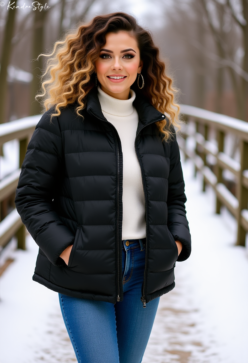 White puffer jacket winter modern style