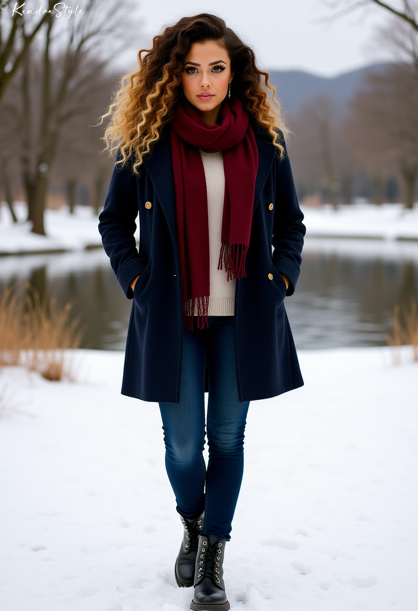 Navy structured coat winter polished