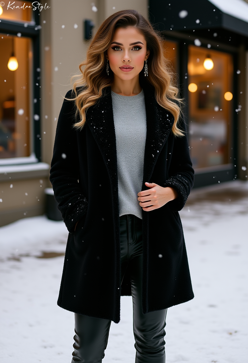 Gray minimal coat winter chic simple