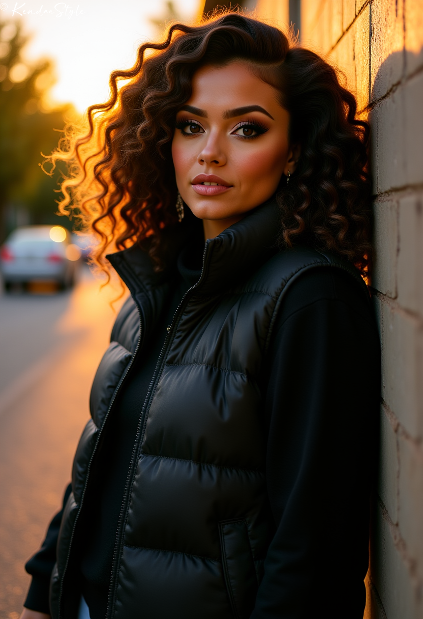 Black Puffer Vest with Collar