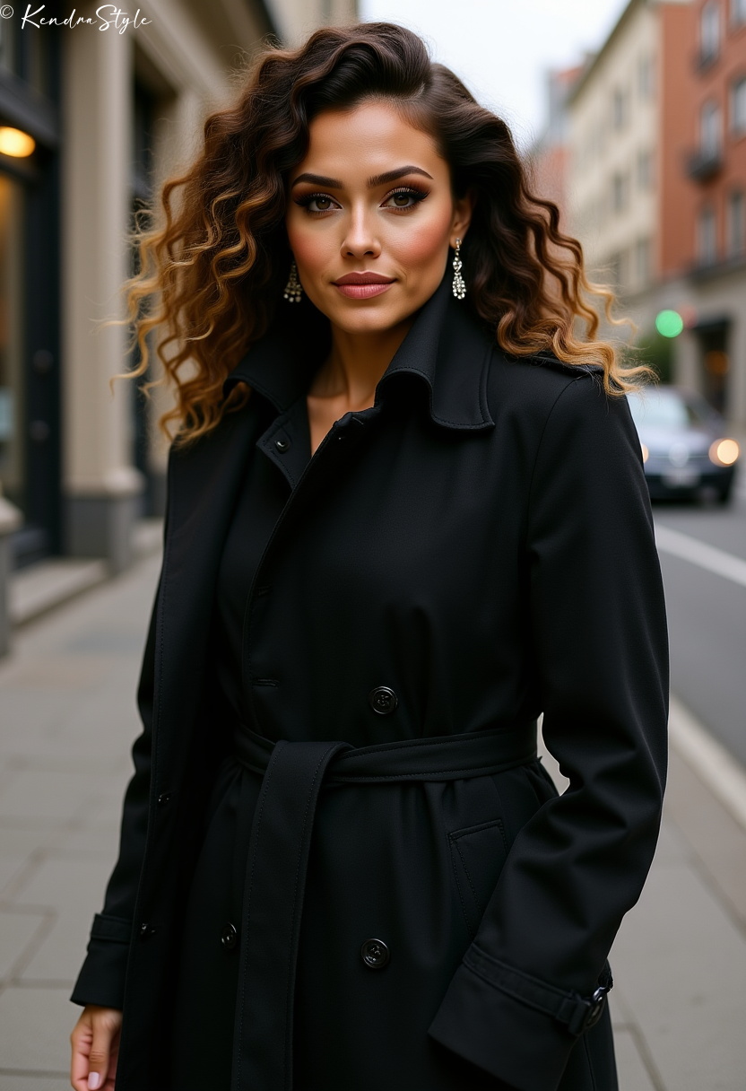 Black Trench with High Collar