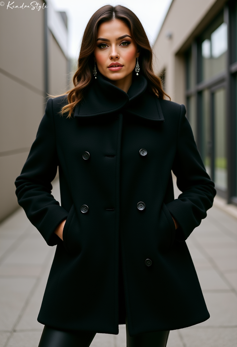 Black Wool Cape Collar