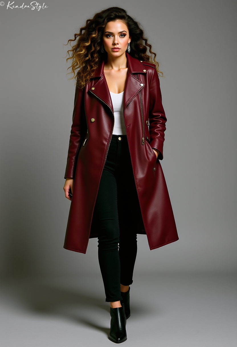 Burgundy Biker Jacket