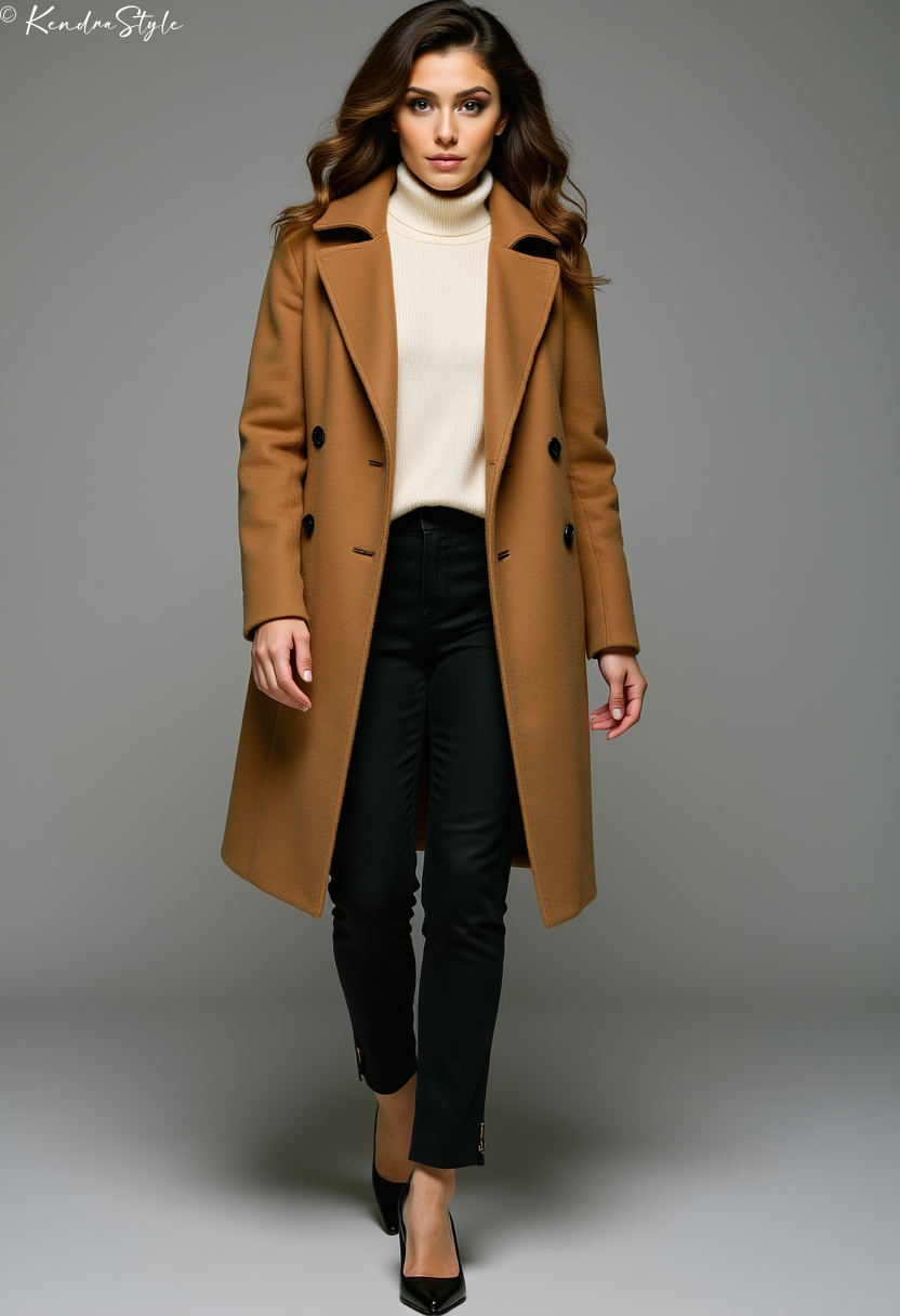 Camel Wool High Collar Jacket
