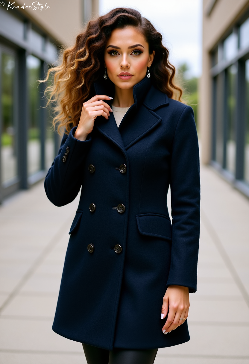 Navy Peacoat High Collar
