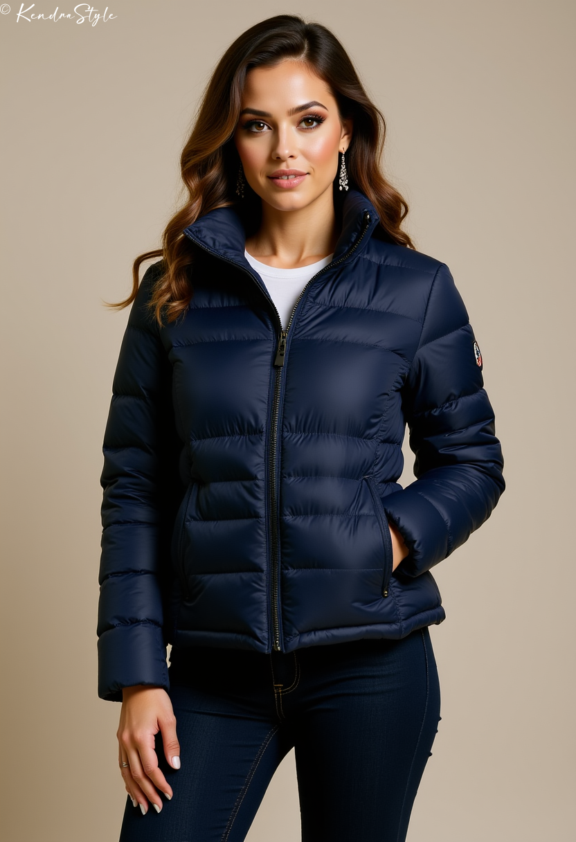 Navy Puffer High Neck