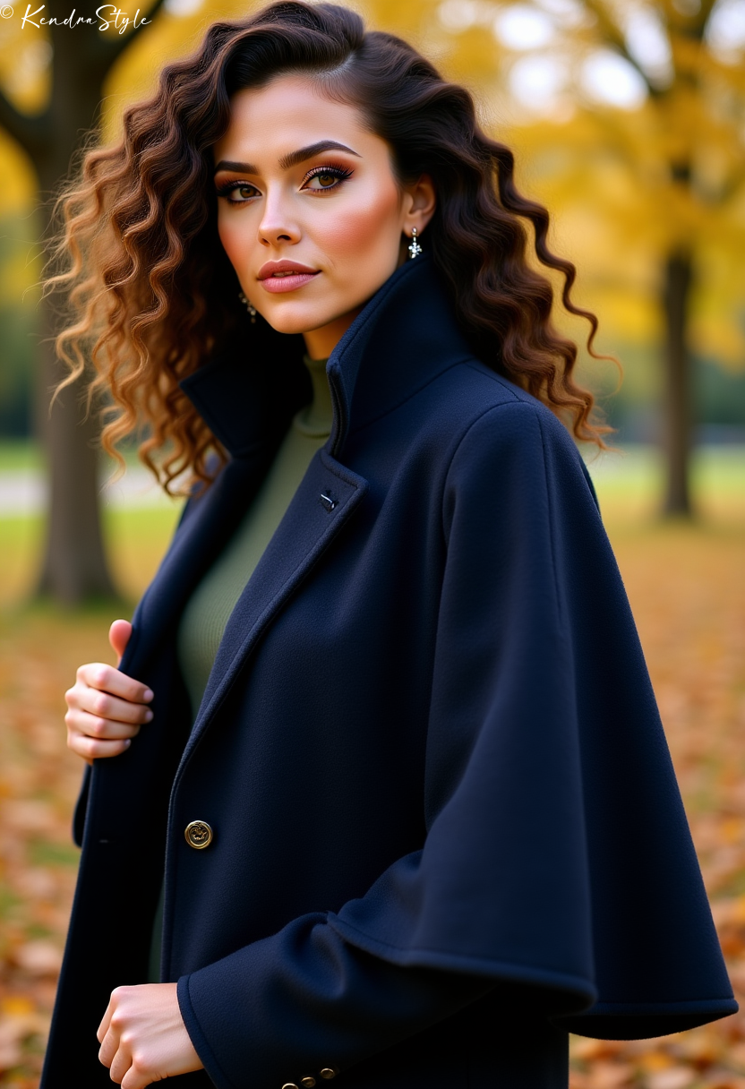 Navy Wool Cape