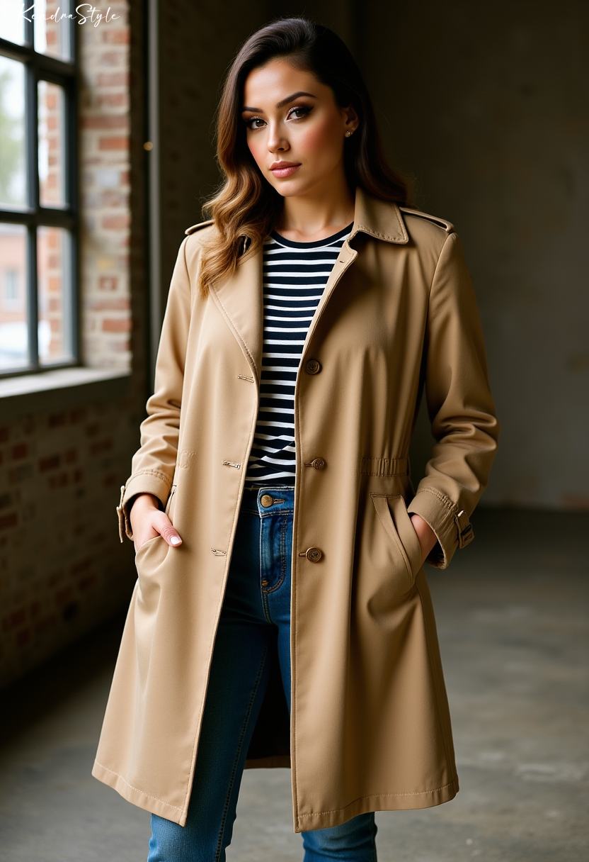 Tan Trench High Collar