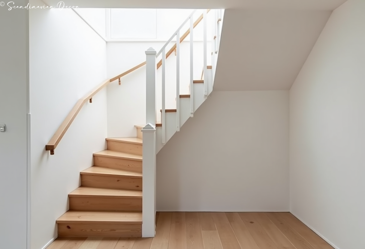 Nordic Staircase with White Walls