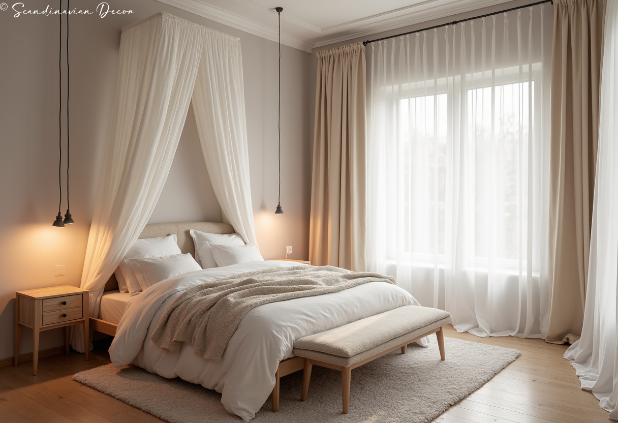 Nordic Bedroom with Canopy Bed