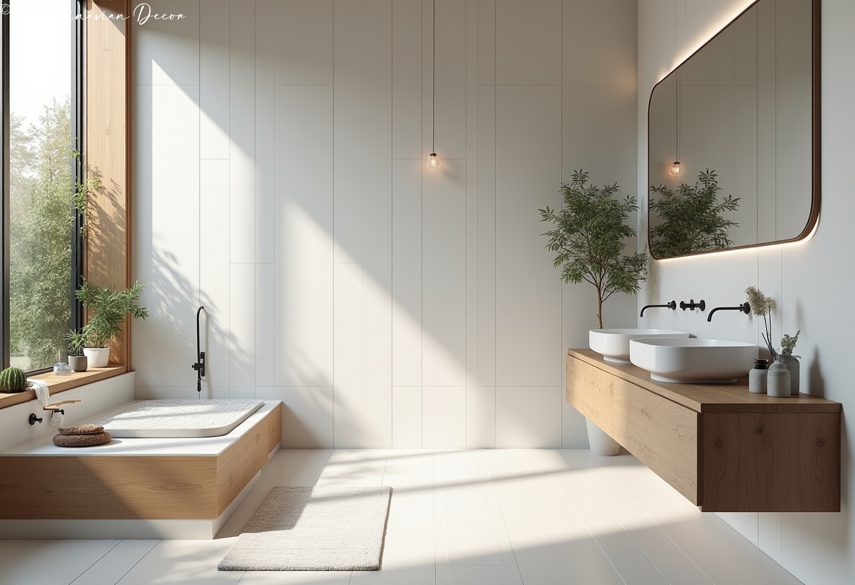Nordic Bathroom with White Tiles