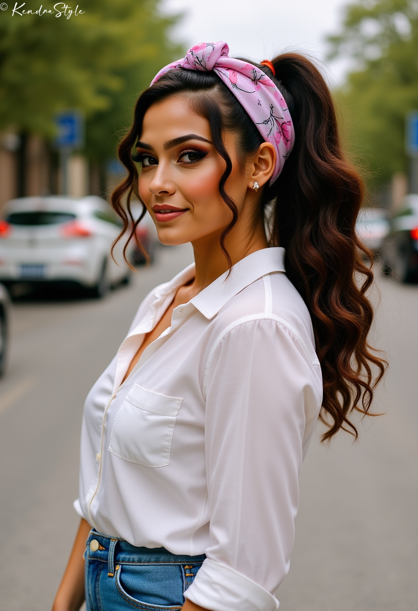 Hair Scarf Ponytail Style