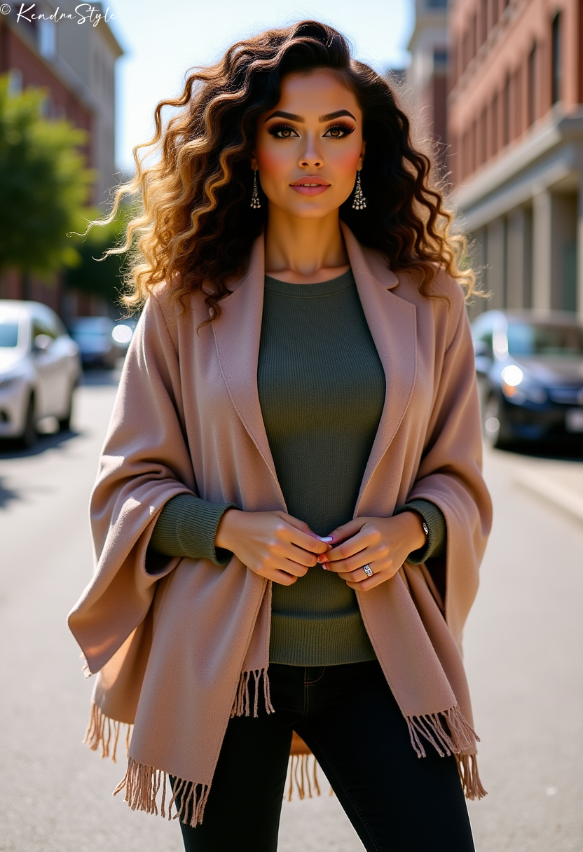 Wrapped Poncho Scarf Style