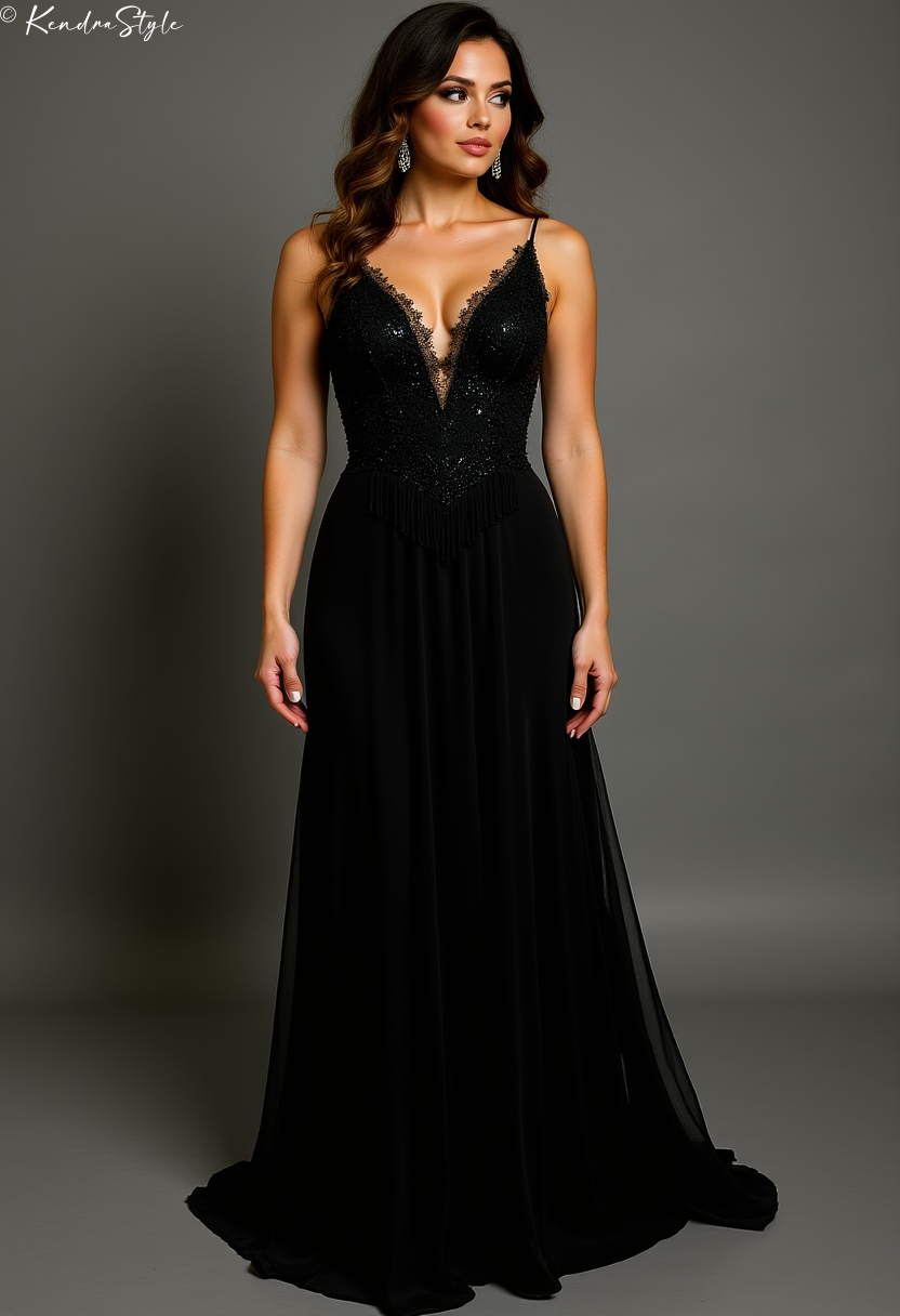 Black Dropped Waist Speakeasy Wedding Dress