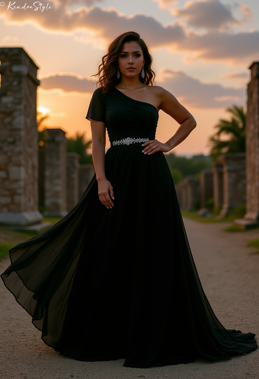 Black Grecian Ruins Wedding Dress