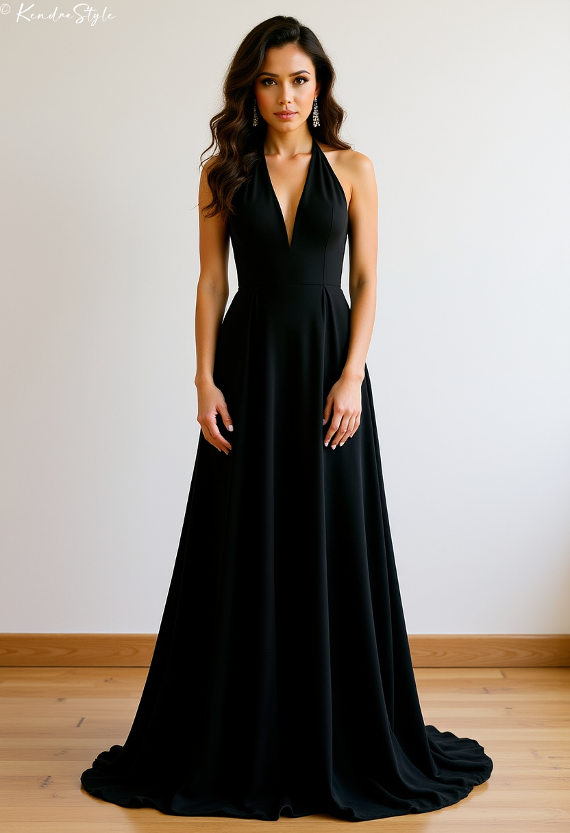Black Halter Gallery Wedding Dress