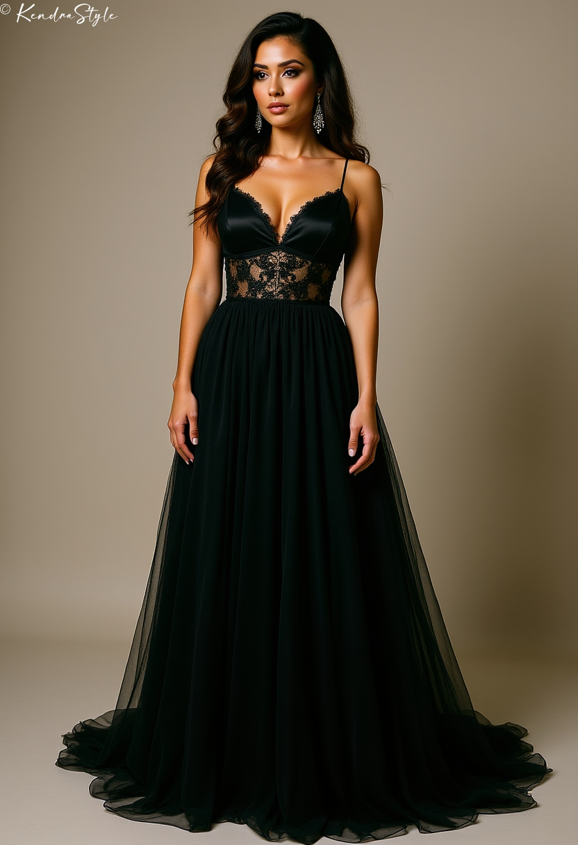 Black Mixed Material Fashion Wedding Dress