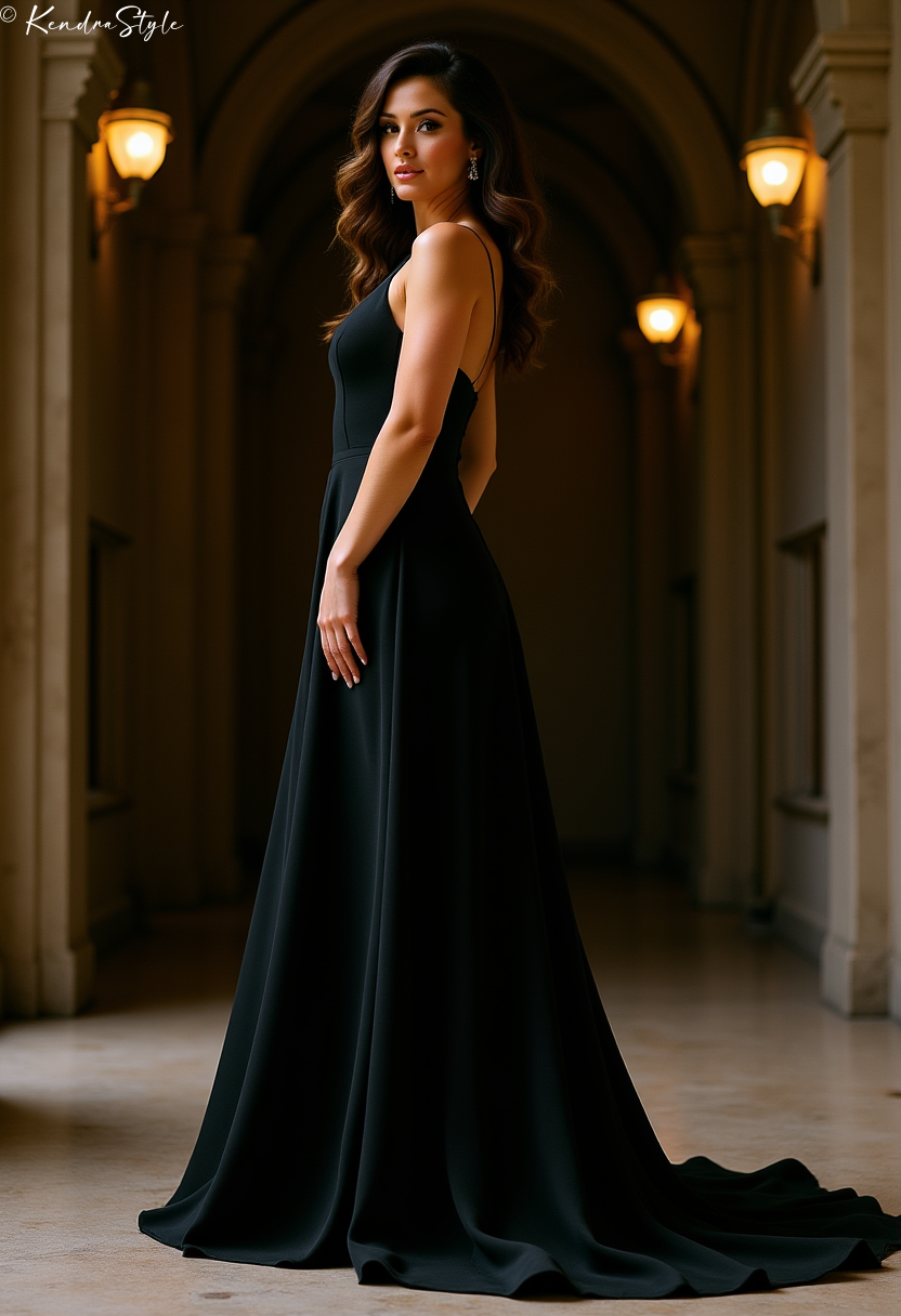 Black Cathedral Train Wedding Dress