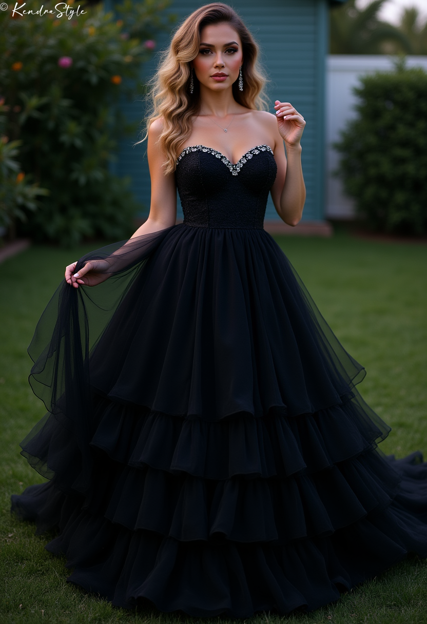 Black Tulle Moonlight Wedding Dress