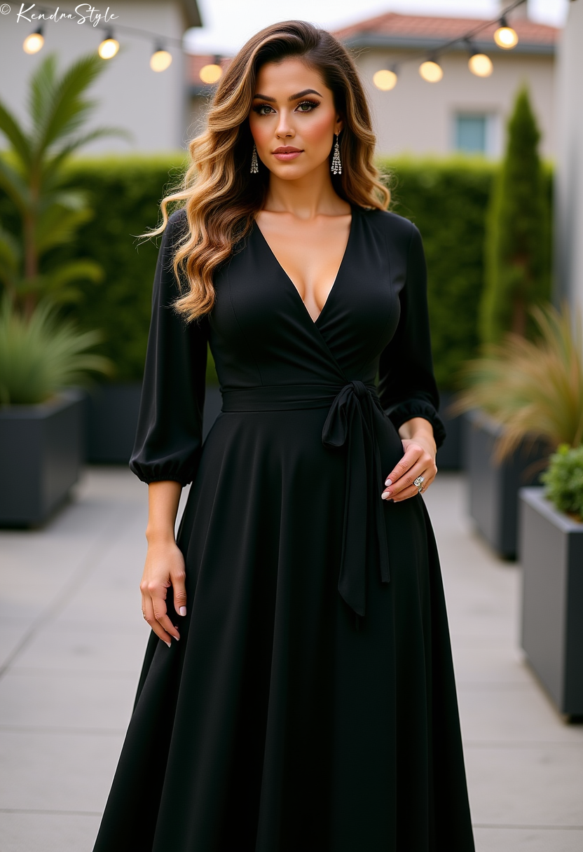 Black Wrap Rooftop Garden Wedding Dress