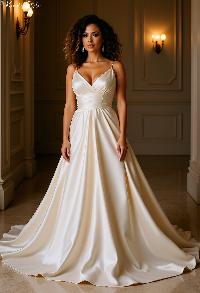 Fluid Draping Silk Wedding Dress
