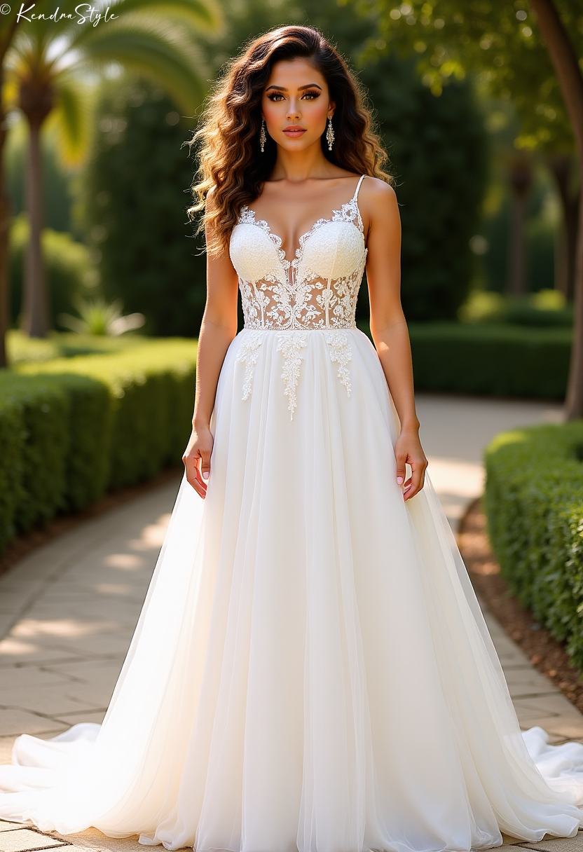 Lace A-Line Garden Wedding Dress