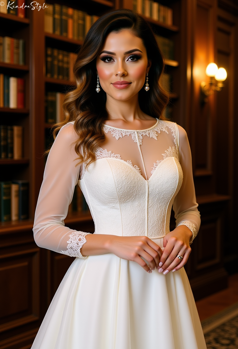Lace Bateau Library Wedding Dress