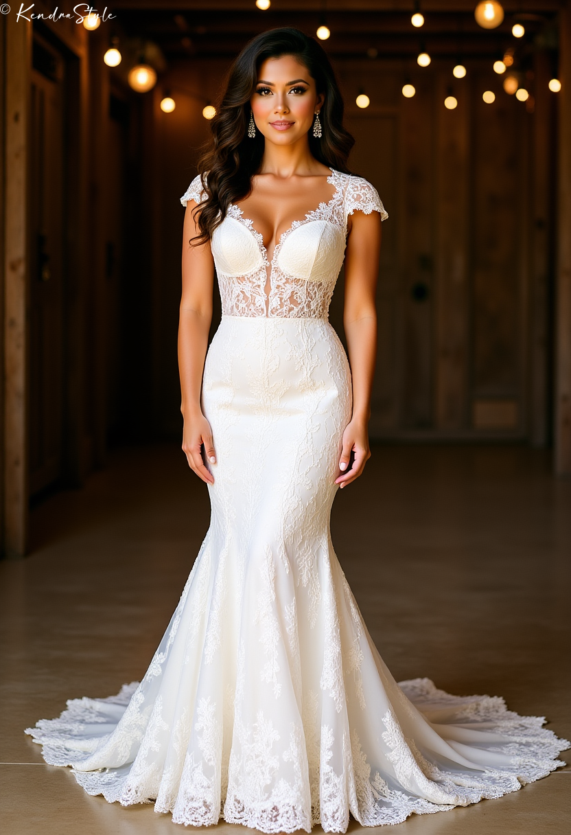 Lace Fit Flare Barn Wedding Dress