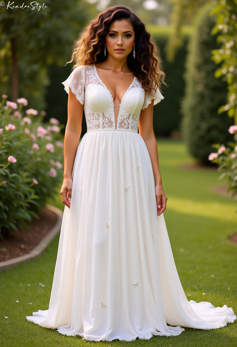 Lace Flutter Butterfly Wedding Dress