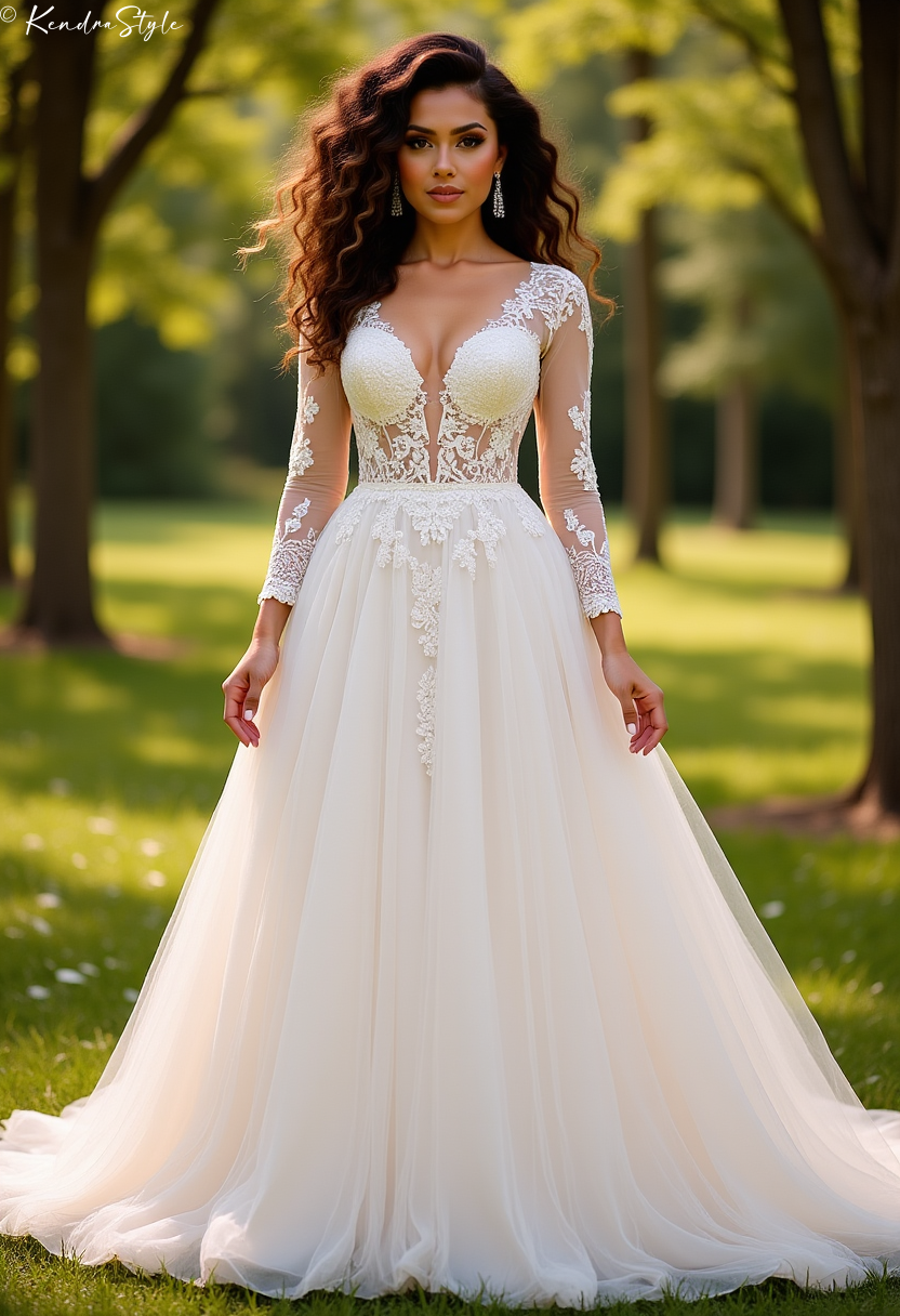 Lace Illusion Forest Wedding Dress