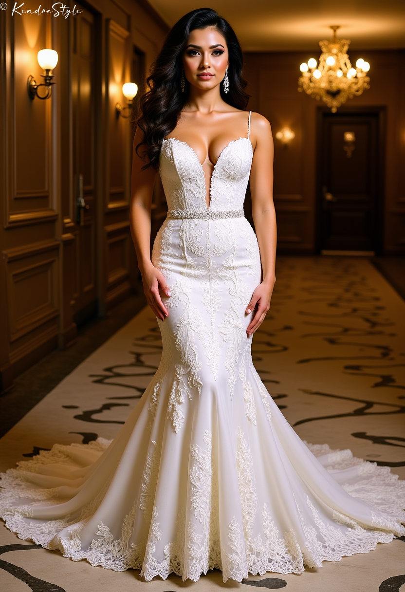 Lace Mermaid Ballroom Wedding Dress