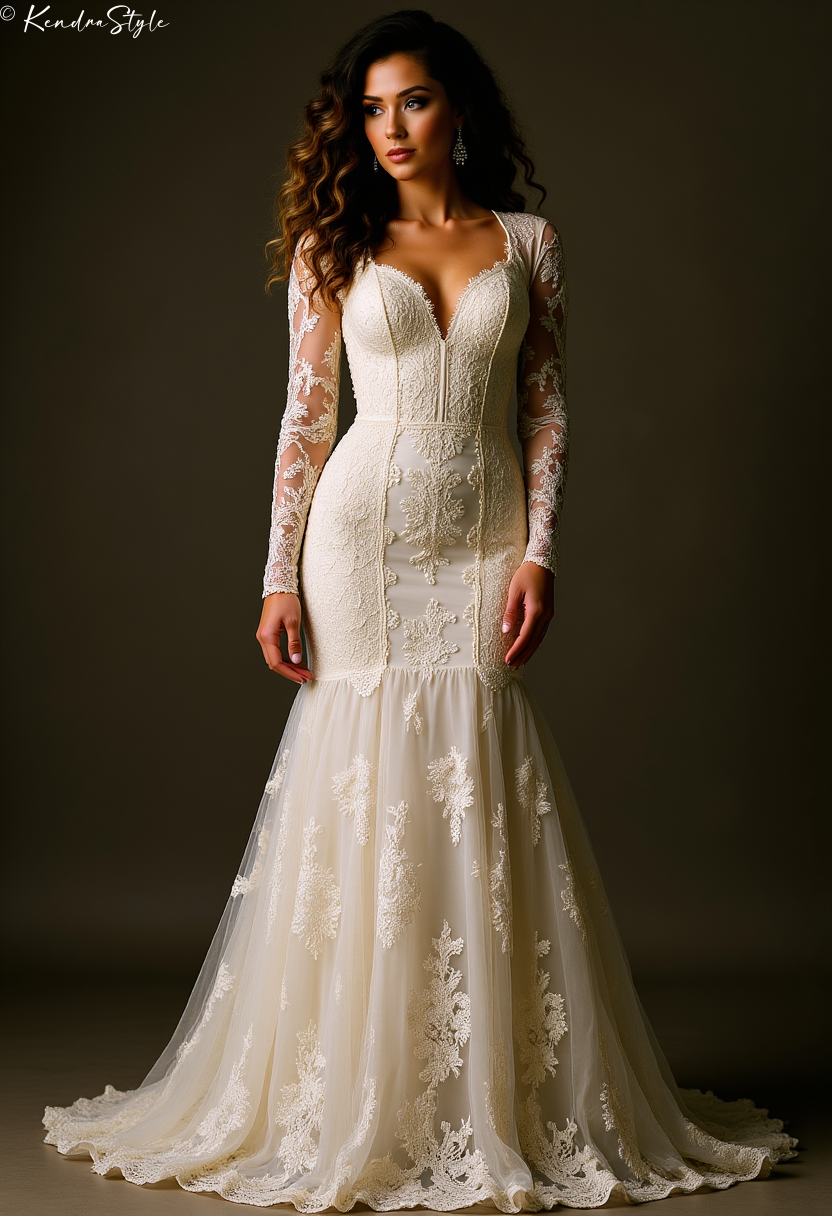 Lace Mixed Studio Wedding Dress