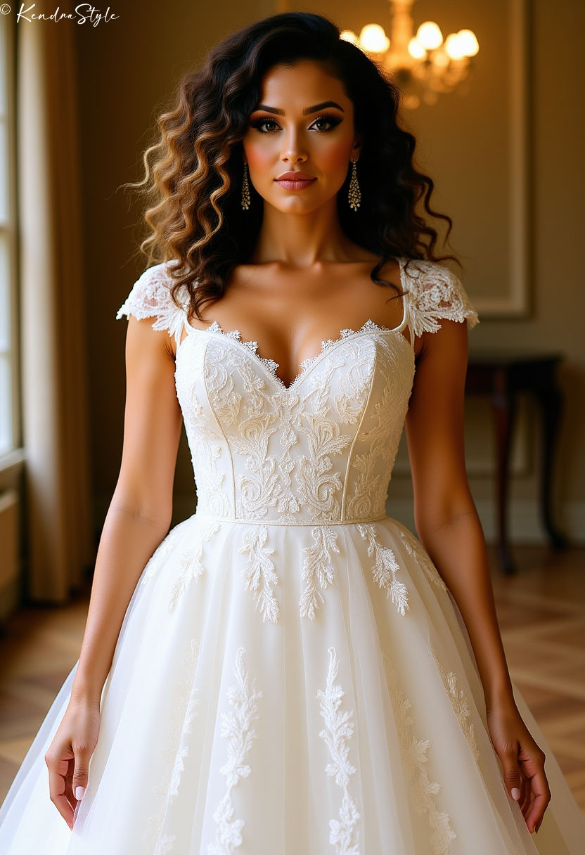 Lace Overlay Ballroom Wedding Dress
