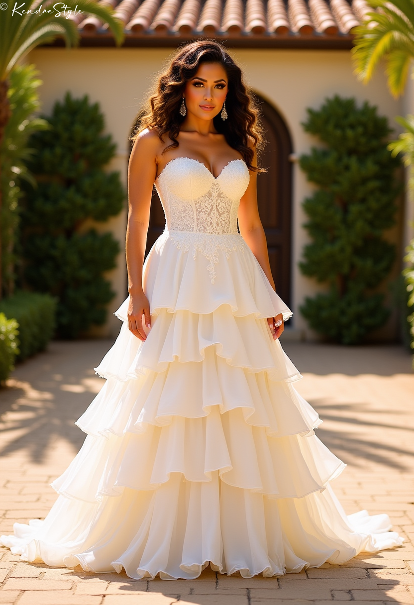 Lace Ruffle Villa Wedding Dress