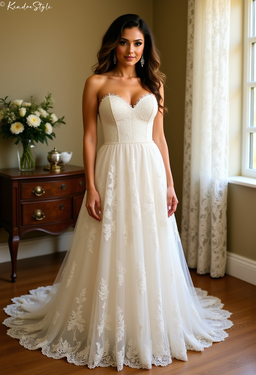 Lace Scalloped Tearoom Wedding Dress